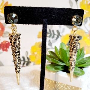 Gold And Crystal Dangle Earrings